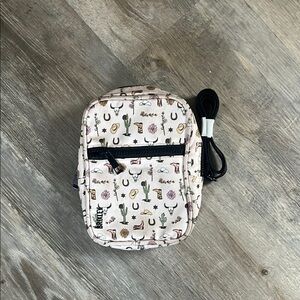 Cream and Black Crossbody Bag with Structured Design